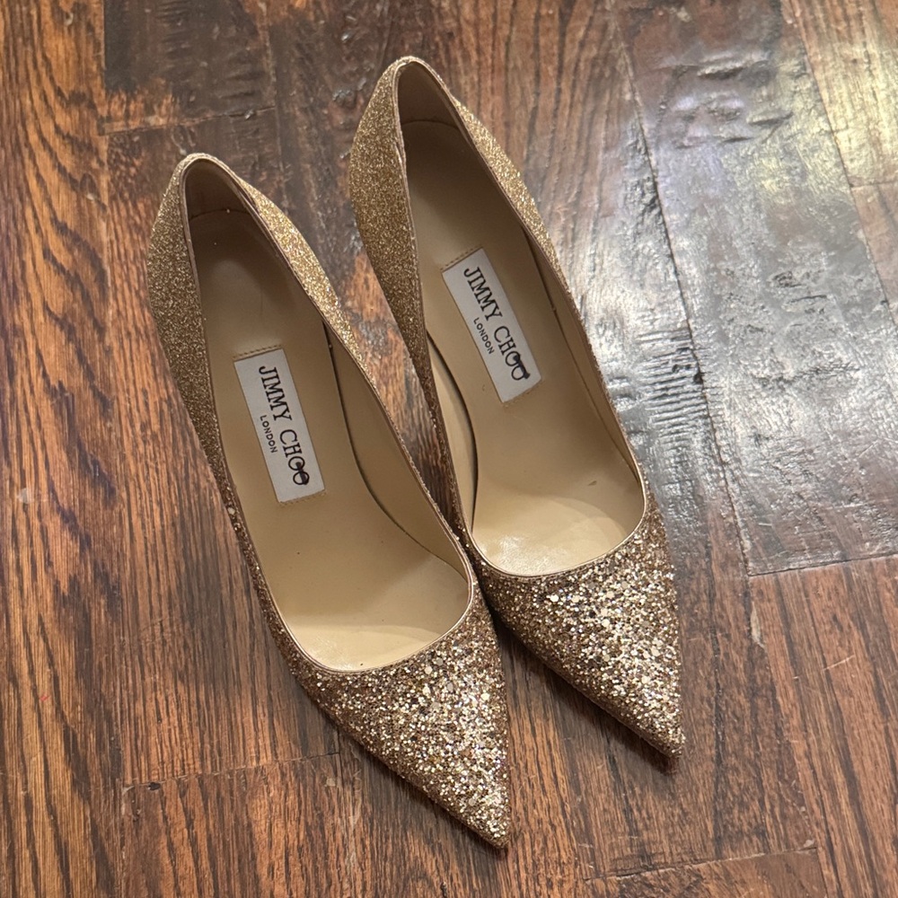 Jimmy Choo Sparkling Gold Heels